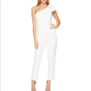 white one-shoulder jumpsuit